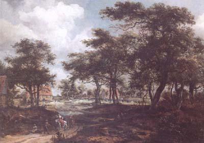 Meindert Hobbema Wooded Landscape with Travellers (mk25) Germany oil painting art